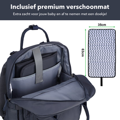 Brisby slijtvaste Luiertas – verzorgingstas – met buggymontage - Urban Blue
