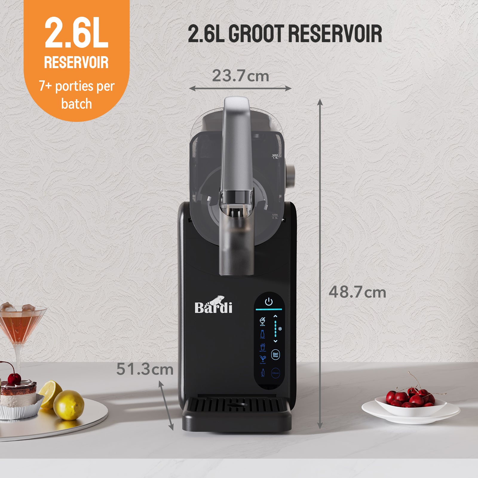 Bardi Slushmachine grijs met set cups Abstract Colours