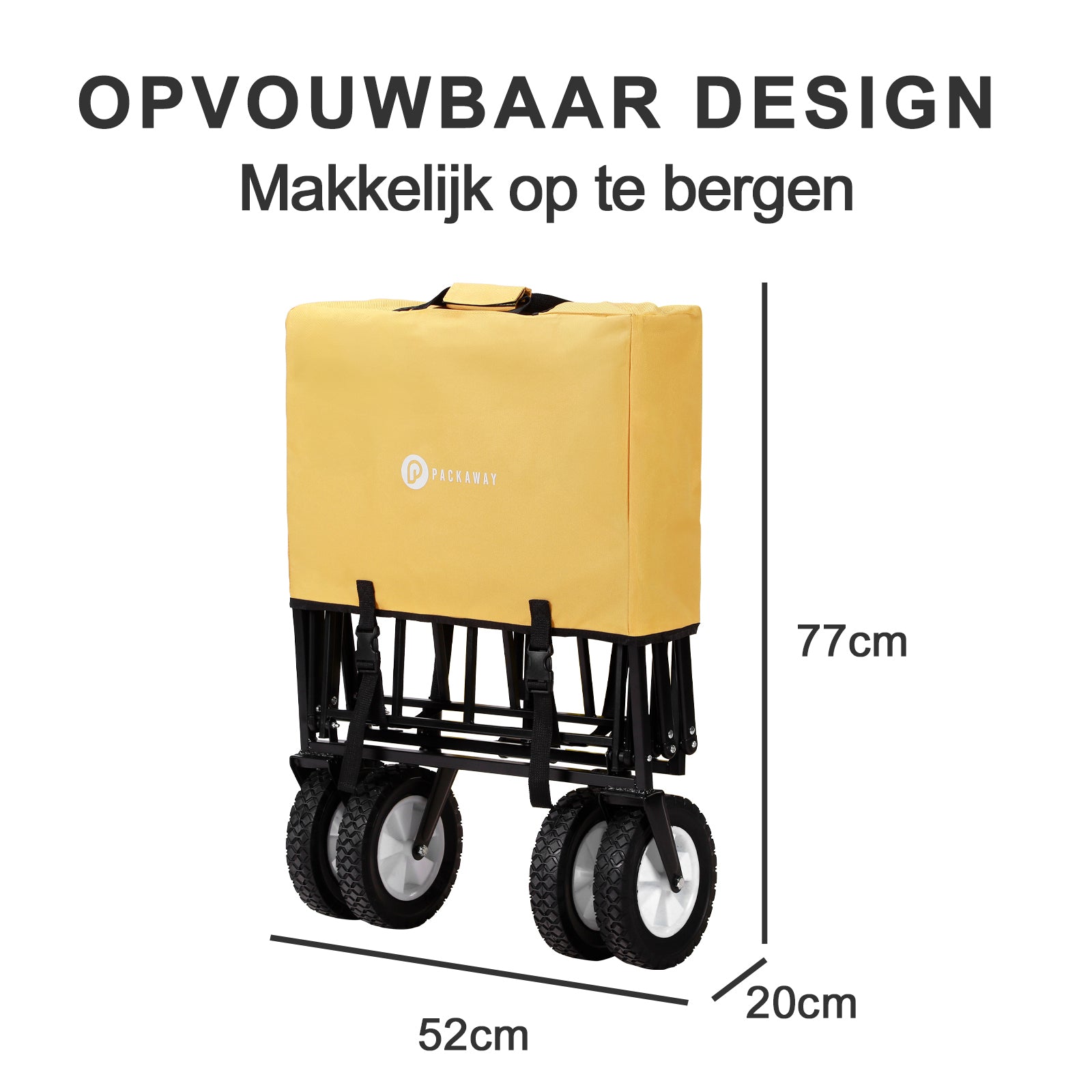 Bolderkar tot 70 kg okergeel - Wasbaar polyester - opvouwbaar - 98x53 cm