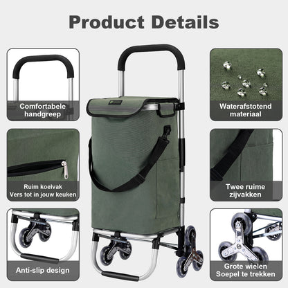 Packaway Boodschappentrolley 40L groen - incl. trapwielen - steekwagenfunctie