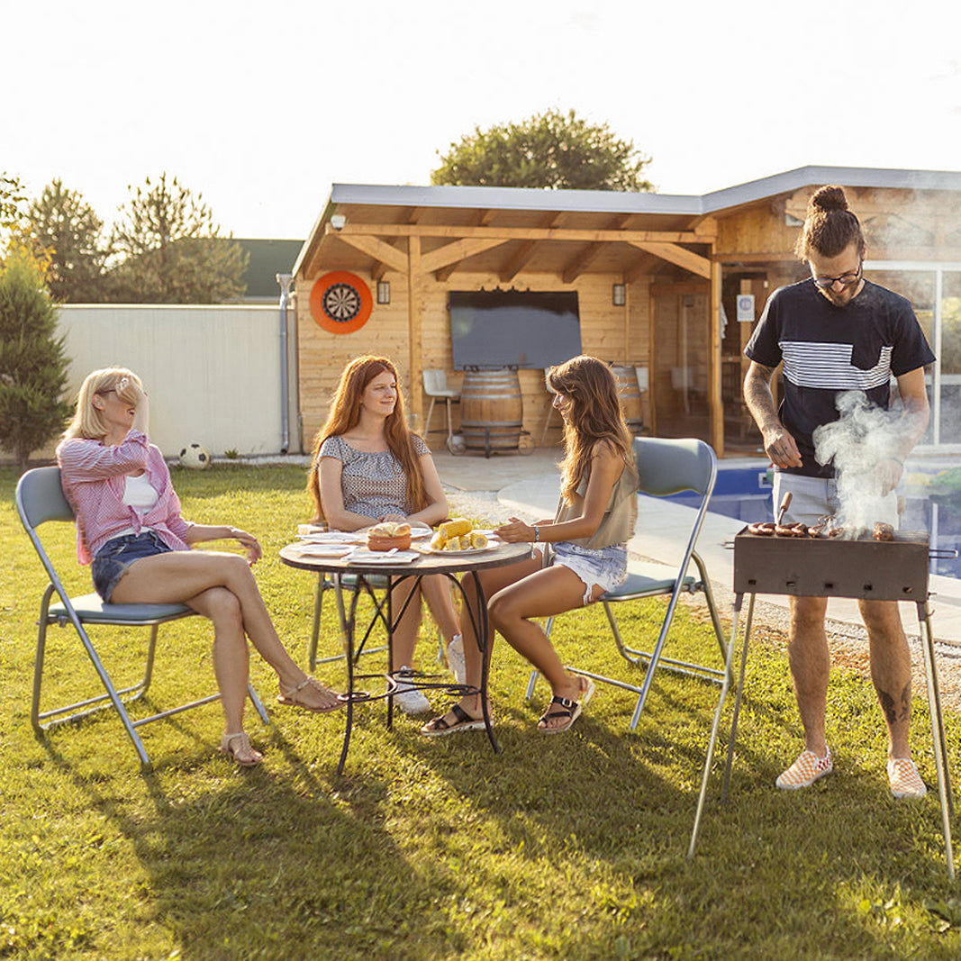 Bardi 2-delige Klapstoelen set PVC grijs - 100 kg draagvermogen