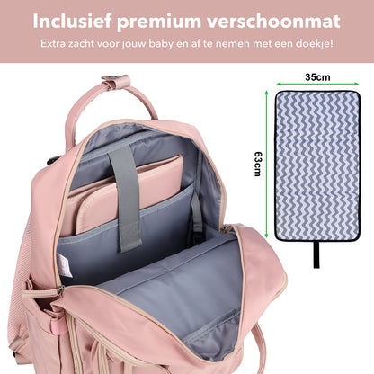 Brisby slijtvaste Luiertas – verzorgingstas – met buggymontage - Soft Pink