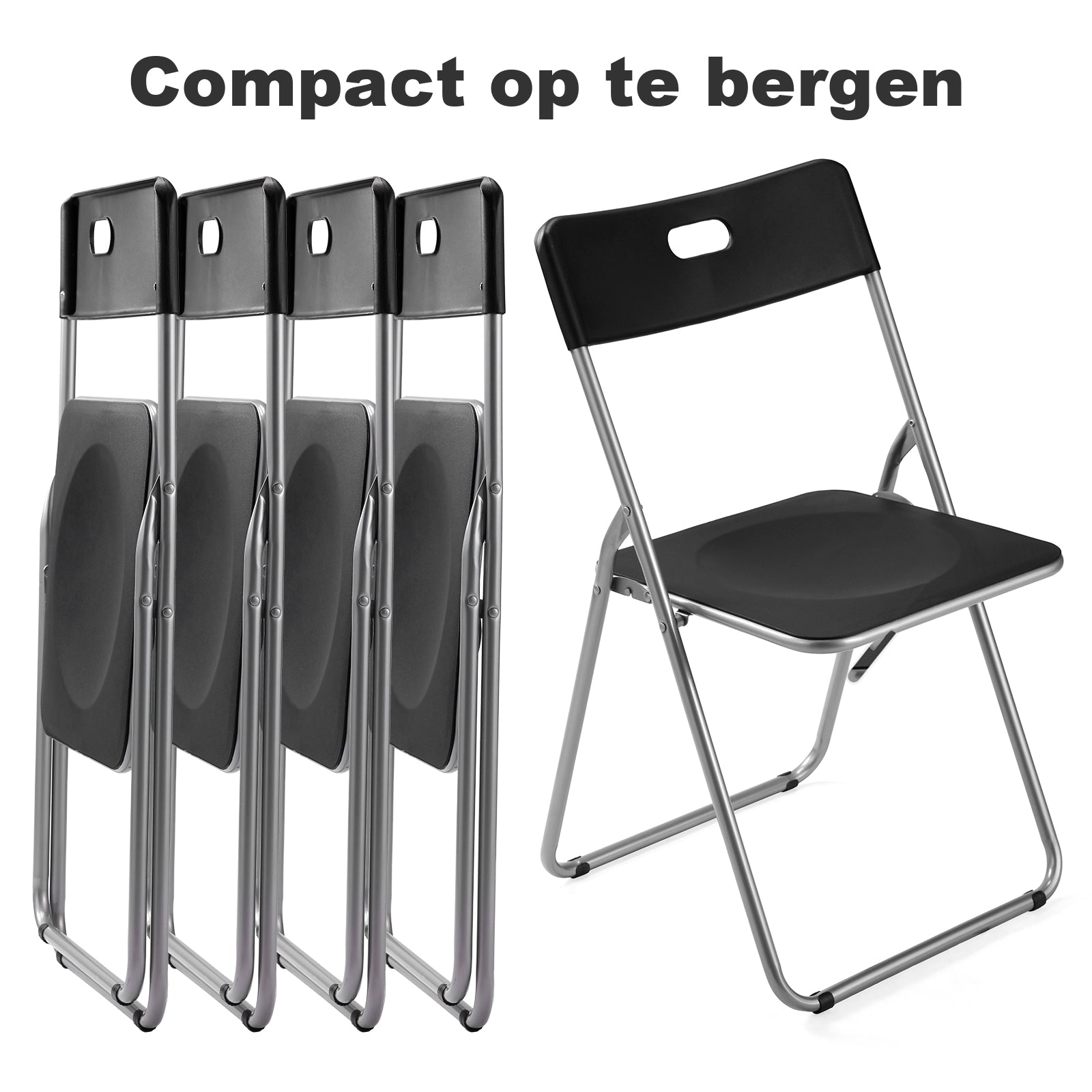 Bardi 8 Delige Klapstoelenset – Vouwstoelenset Stevige Kwaliteit, Weersbestending, 100KG Belastbaar. 44 x 45 x 79 cm. – ZWART