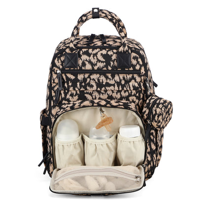 Brisby Premium Luiertas – Uitgebreide en Functionele Verzorgingstas – met buggymontage – Anti Diefstal Vakken - Reistrolley Sleeve - Inclusief verschoonmatje t.w.v.15,99 euro en speenhouder - Levenslange Garantie - Leo