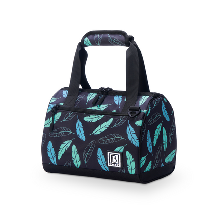 Koeltas 10L black feathers -  Lunchtas - 4-laags geïsoleerd - 2 gratis koelelementen - incl. schouderband