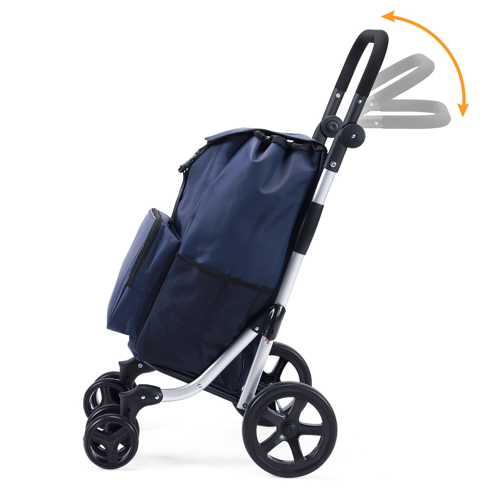 Boodschappentrolley deluxe 60L blauw  - koelvak - boodschappenwagen - steekwagenfunctie - verstelbaar handvat