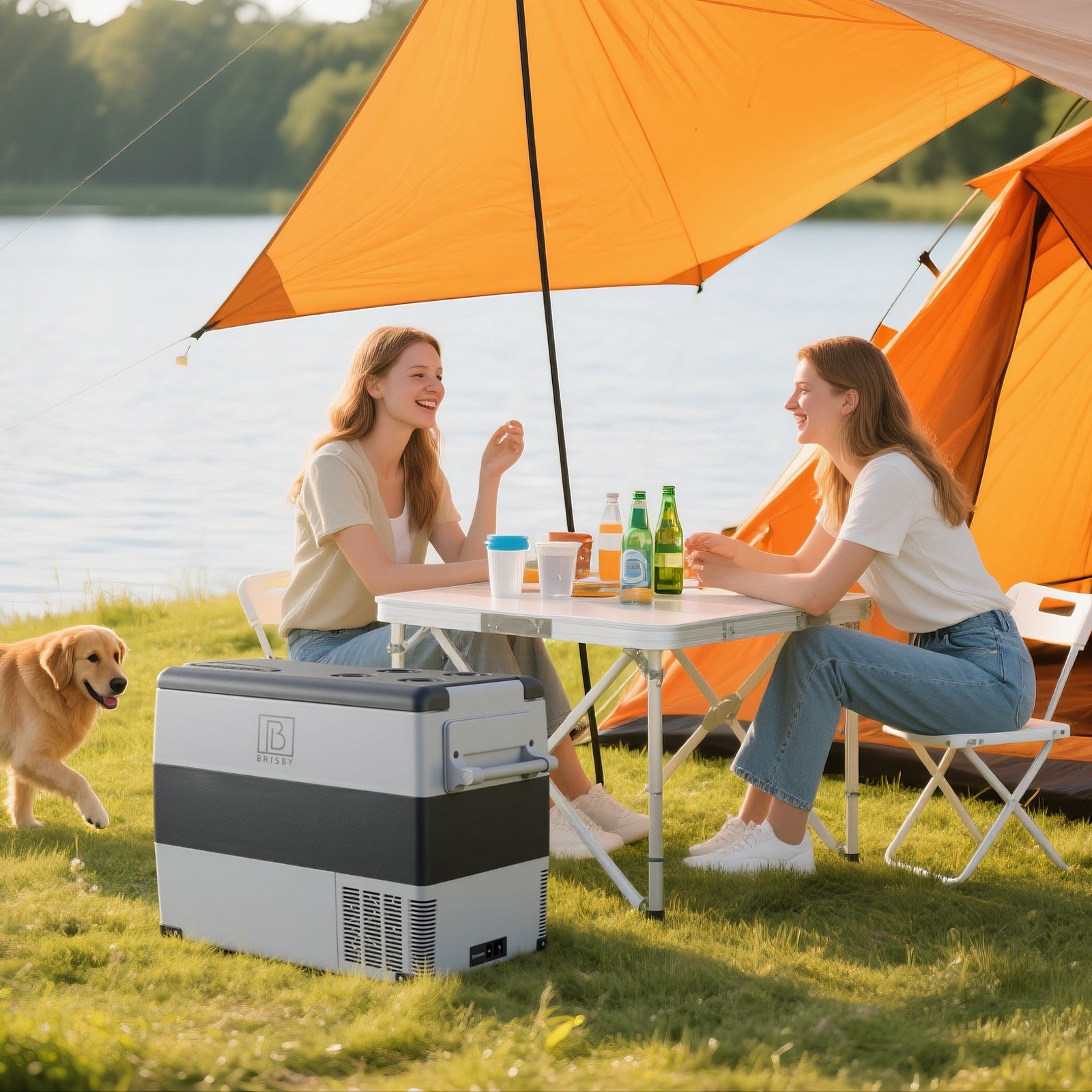 Compressor koelbox 49,5L en 8L koelbox zwart SET - Dual zone - koelen en vriezen - 12V en 230V - incl. 2x 1,2L thermosbekers