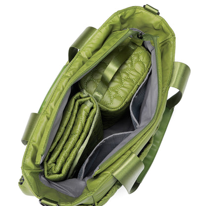 Florence diaper bag 17L green - shoulder bag, care bag - hard-wearing - incl. cool bag, changing mat and stroller hooks - nylon