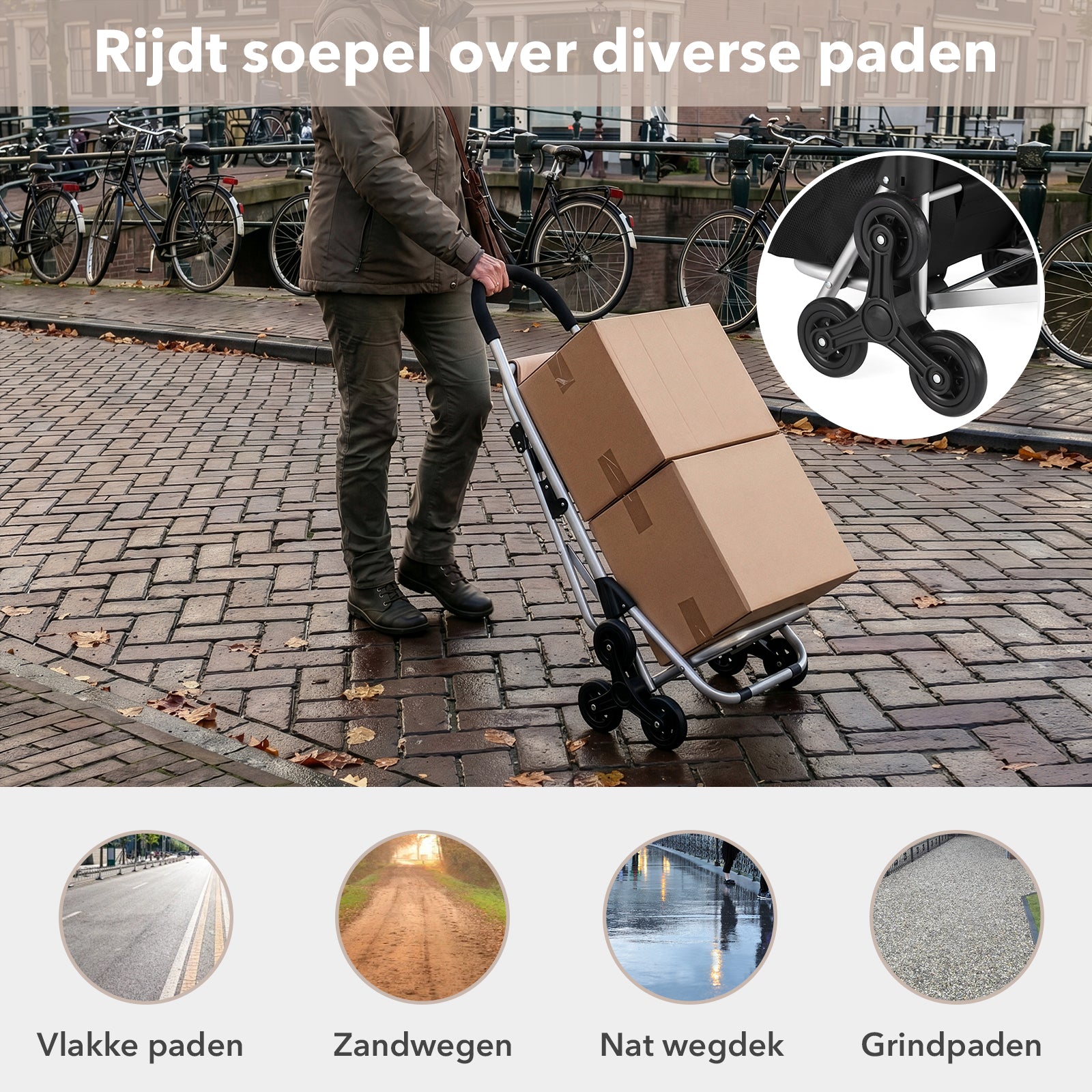 Packaway 35L Boodschappentrolley met 6 Wielen voor Trappen - Klapstoel Functie - Steekwagen Functie - Geïsoleerd - Afneembare Rugzak - Champagne