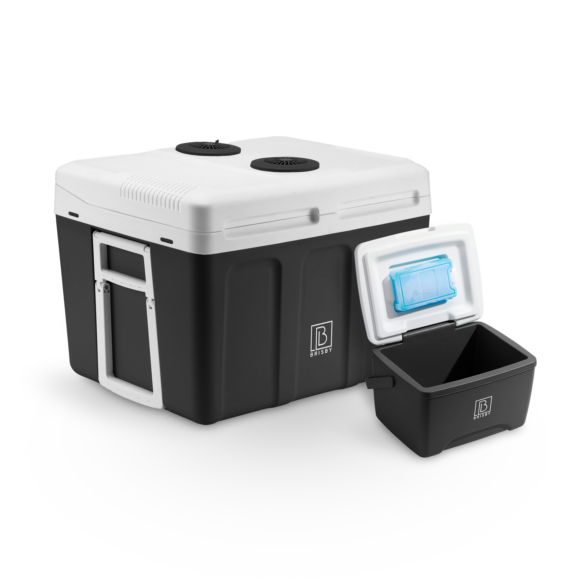 Elektrische koelbox 40L zwart SET - Incl. 8L passieve koelbox - incl. divider en koelelementen - AC/DC 12V, 220/230V