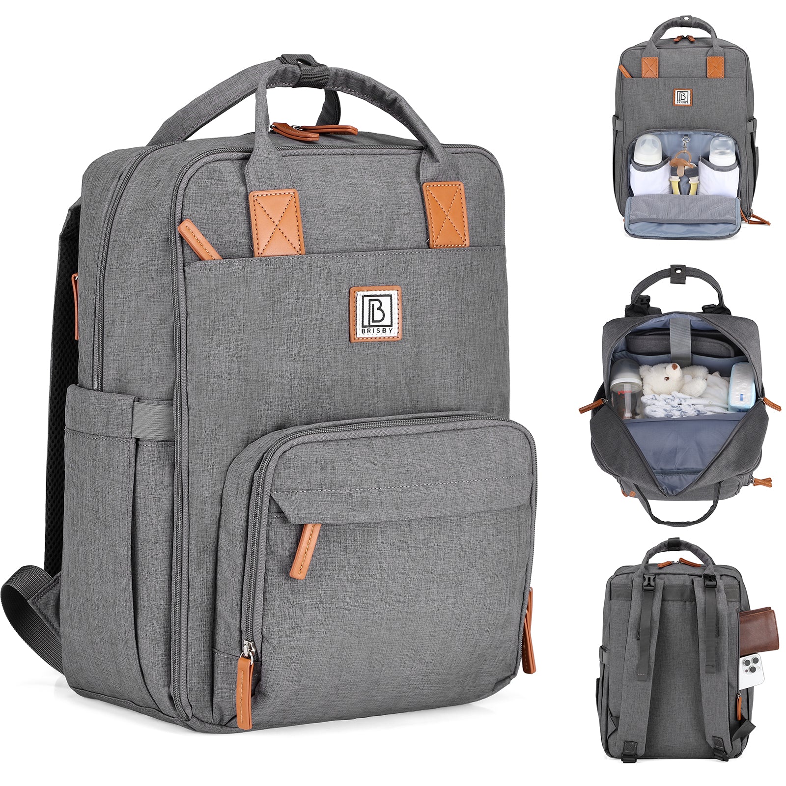 Brisby Luiertas original donkergrijs - incl. buggymontage en verschoningsmat