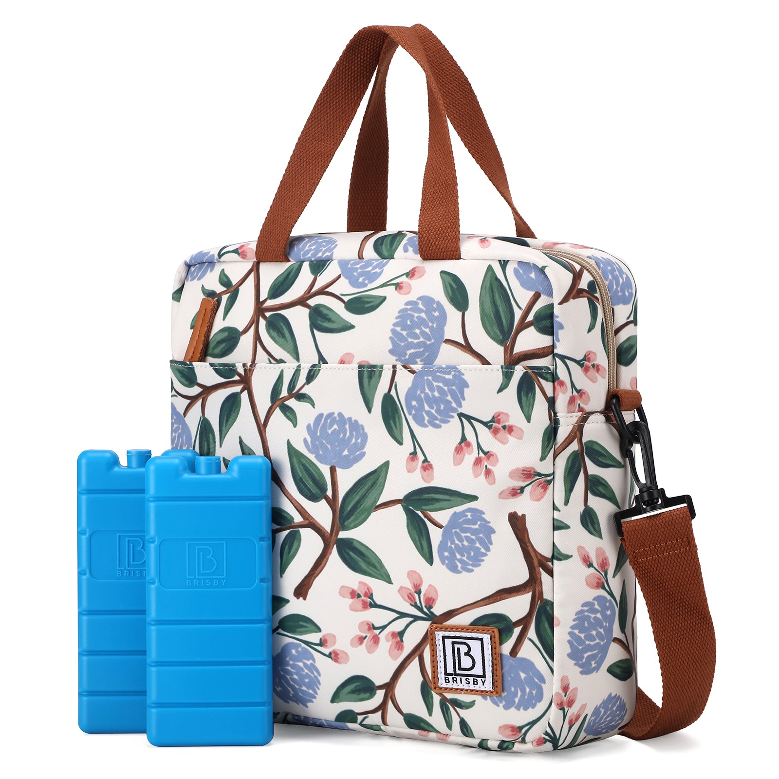 Brisby Koeltas Lunchtas 7L - Inclusief 2 Koelelementen & Schouderband - White Flower