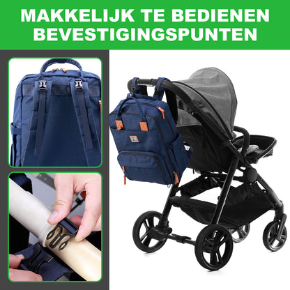 Original slijtvaste luiertas blauw - Verzorgingstas - incl. buggymontage en verschoningsmat