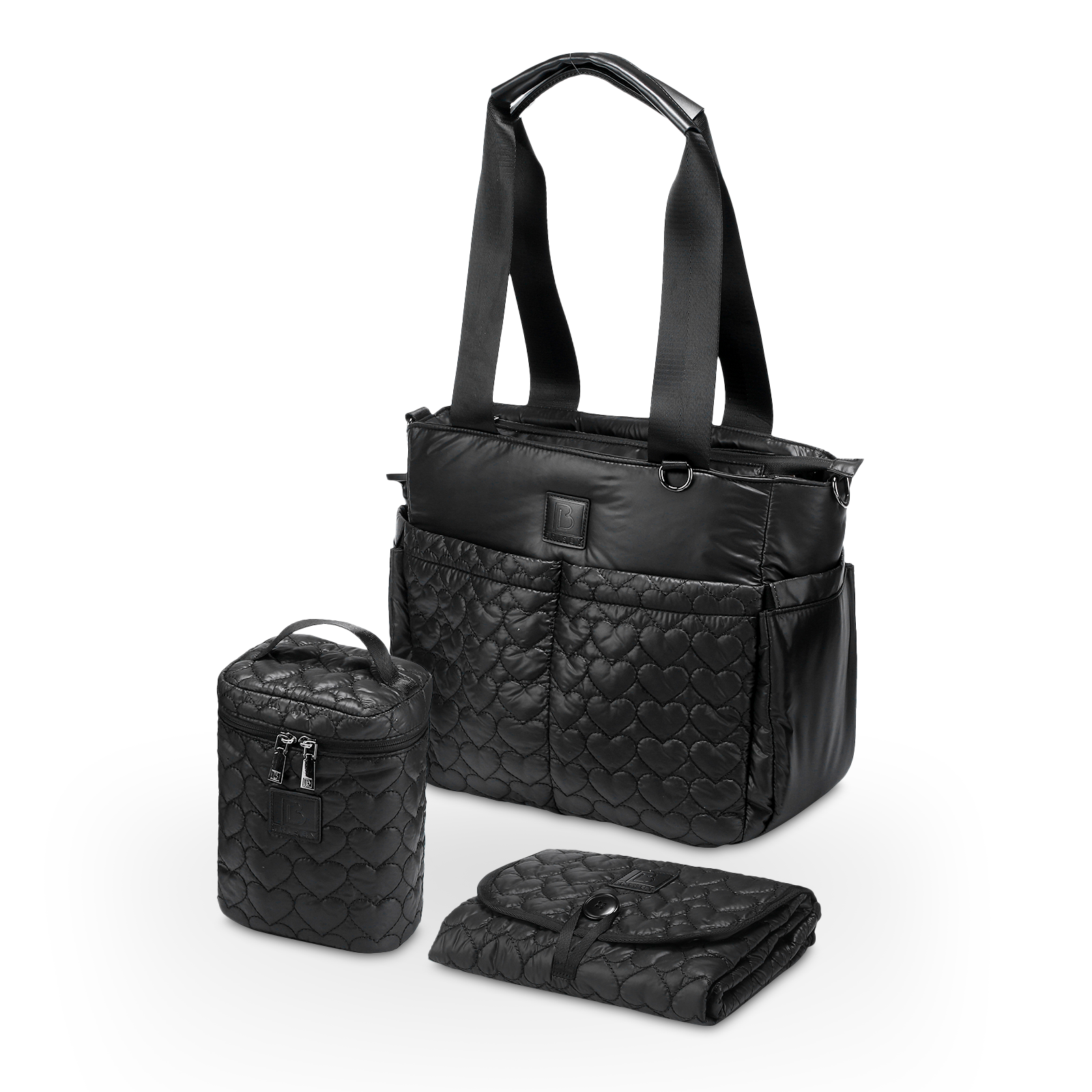 Florence diaper bag 17L black - shoulder bag, care bag - hard-wearing - incl. cool bag, changing mat and stroller hooks - nylon