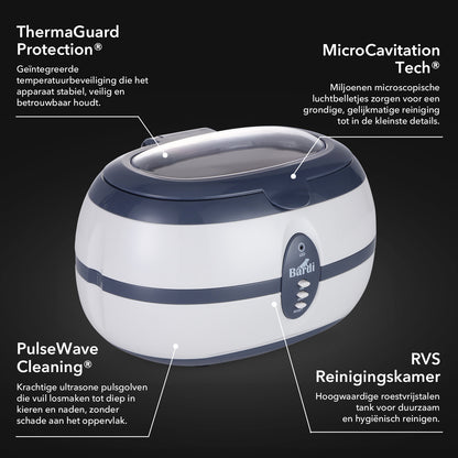 Bardi Ultrasoon reiniger 600ml - Incl. mandje en rek - model 2