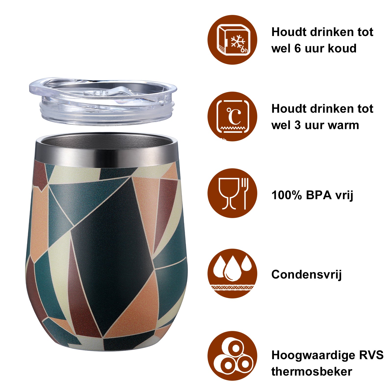 Thermosbeker set abstract colours - 2 bekers met lekvrije deksels - dubbelwandig - 360ml