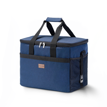 Koeltas 30L blauw - Lunchtas - opvouwbaar - 4-laags geïsoleerd - incl. 4 gratis koelelementen en draagband