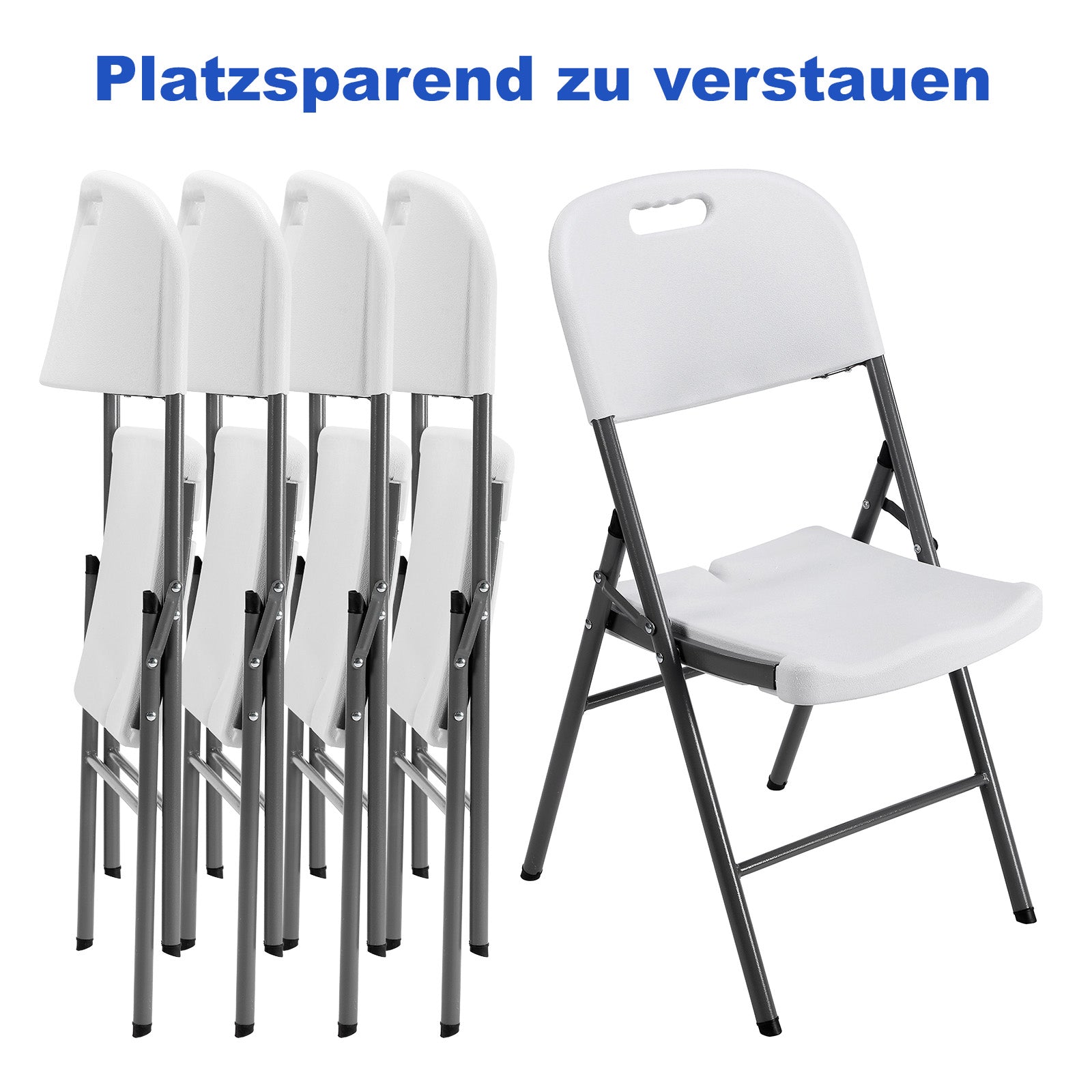 Bardi 4-delige klapstoelen set wit/grijs - zware kwaliteit - weerbestending - 47x54x87 cm