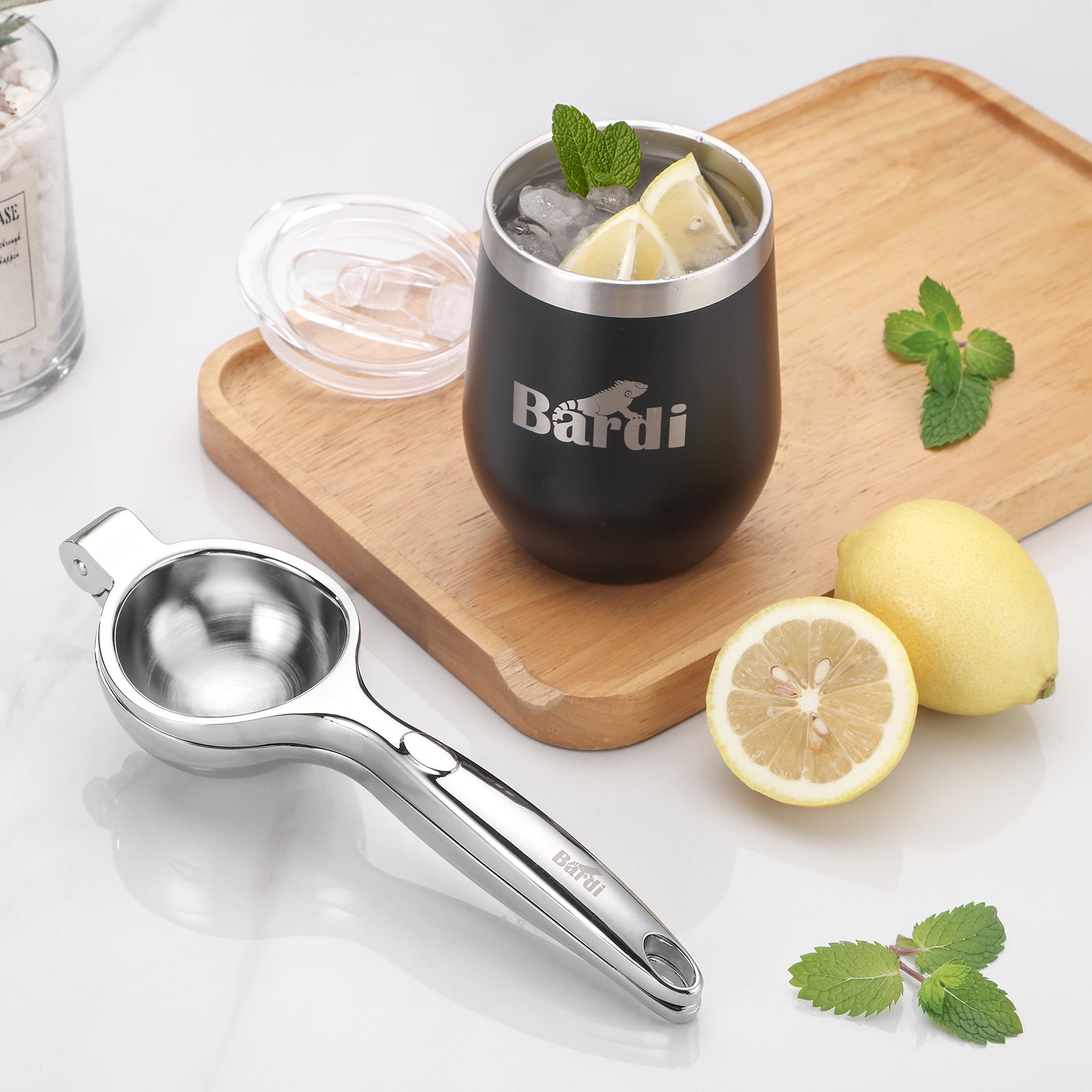 Bardi 3,2L Deluxe IJsblokjesmachine - Vierkante IJsblokmaker - LCD Display - 20Kg/24 uur. inclusief Thermosbeker en IJsschep - ZWART met citruspers RVS