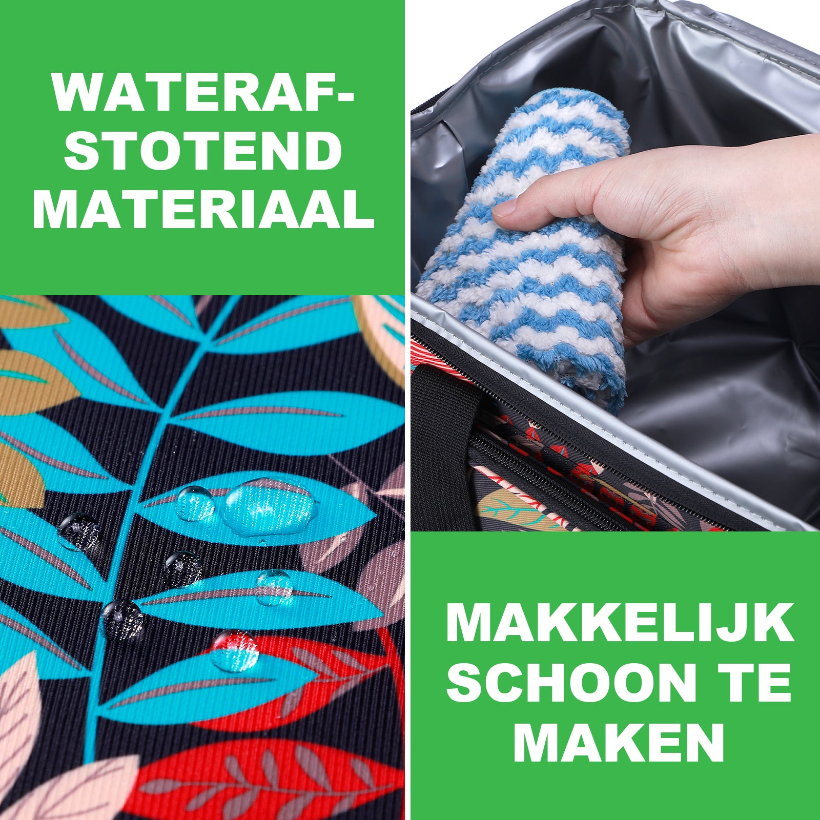 Koeltas 15L jungle - lunchtas - 4-laags geïsoleerd - opvouwbaar - incl. 2 gratis koelelementen en draagband