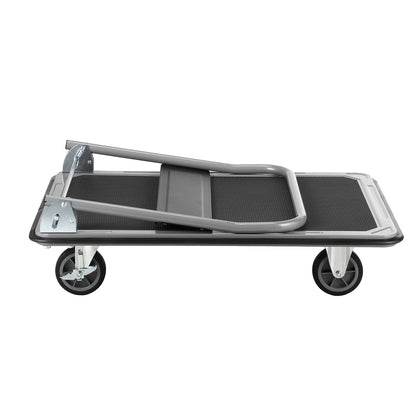 Packaway Opvouwbare Transportwagen 350 kg – Transportkar met Rem – 92 x 62 cm – Antislip Laadplatform – 4 Wielen – Inklapbare Duwbeugel