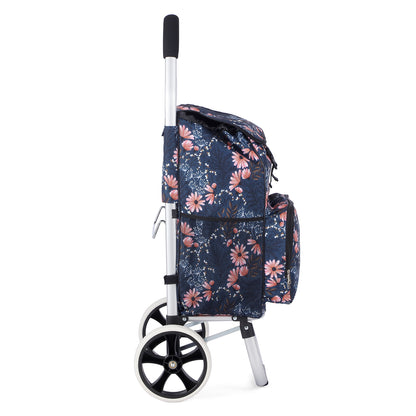 Packaway Boodschappentrolley 45L met Koelvak - Boodschappenwagen met Grote Wielen - Steekwagenfunctie - Waterafstotend - Japanese Flower