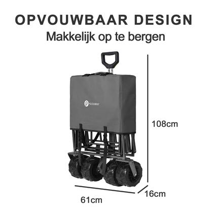 Bolderkar XL grijs -  tot 80 kg - heavy duty - 90L - opvouwbaar - wasbaar polyester - 98x45 cm