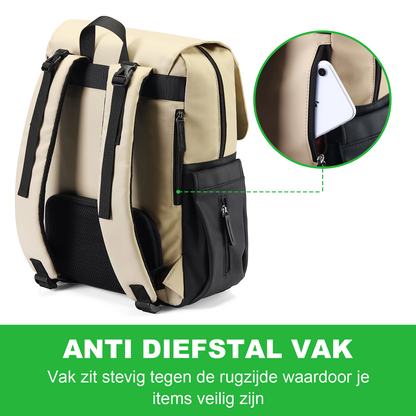 Two-tone slijtvaste luiertas crème en zwart - verzorgingstas - incl. buggymontage en verschoningsmat