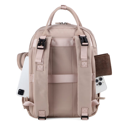Brisby Premium Luiertas – Uitgebreide en Functionele Verzorgingstas – met buggymontage – Anti Diefstal Vakken - Reistrolley Sleeve - Inclusief verschoonmatje t.w.v.15,99 euro en speenhouder - Levenslange Garantie - Muted Rosé
