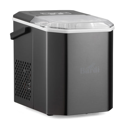 Bardi 1.3L Deluxe IJsblokjesmachine Square – IJsblokmaker Inclusief Luxe Thermosbeker en IJsschep – 9 Blokjes in 8 Minuten – RVS