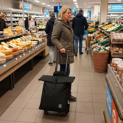 Fietstrolley Tas 2-in-1 Fietstas en Trolley Zwart 18-28L Laptopvak Verstelbare Hendel Bevestigingssysteem - Zwart