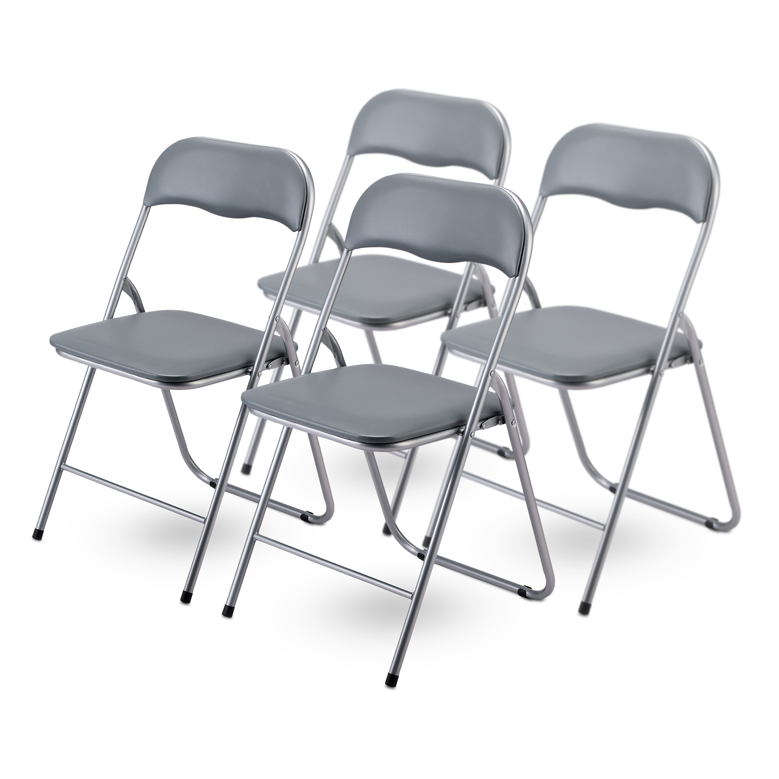 Bardi 4-delige Klapstoelen set PVC grijs - 100 kg draagvermogen