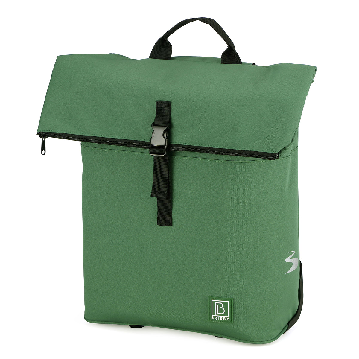 Fietstrolley Tas 2-in-1 Fietstas en Trolley Zwart 18-28L Laptopvak Verstelbare Hendel Bevestigingssysteem - Groen