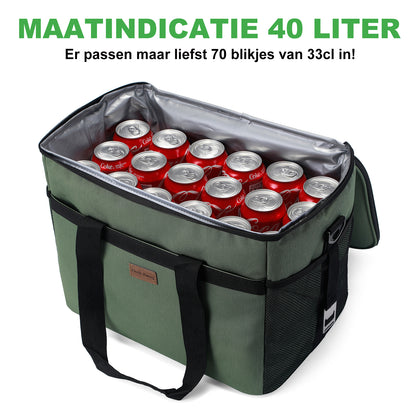 Koeltas 30L groen - lunchtas - opvouwbaar - 4-laags geïsoleerd - incl. 4 gratis koelelementen en draagband