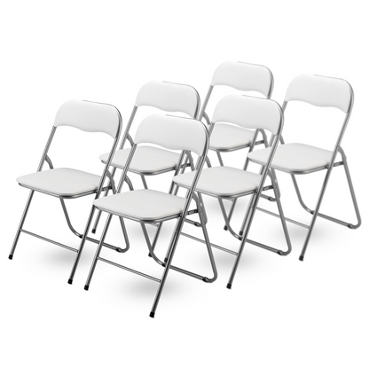 Bardi 6-delige Klapstoelen set PVC wit - 100 kg draagvermogen