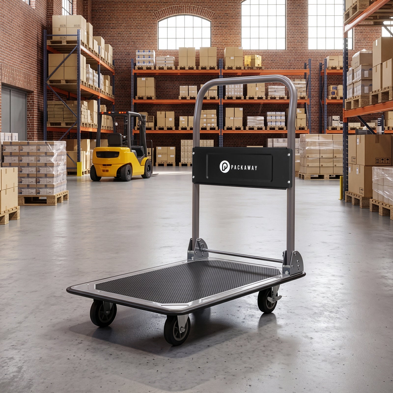 Packaway Professionele Opvouwbare Transportwagen 150 kg – Transportkar met Rem – Antislip Laadplatform – 4 Wielen