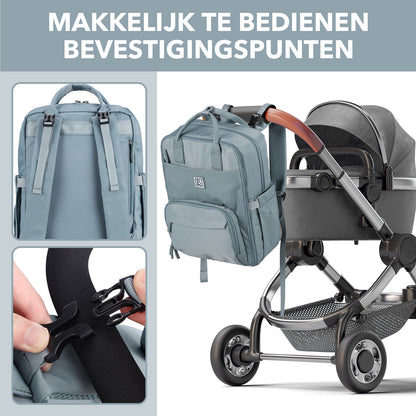 Brisby slijtvaste Luiertas – verzorgingstas – met buggymontage - Mist Blue