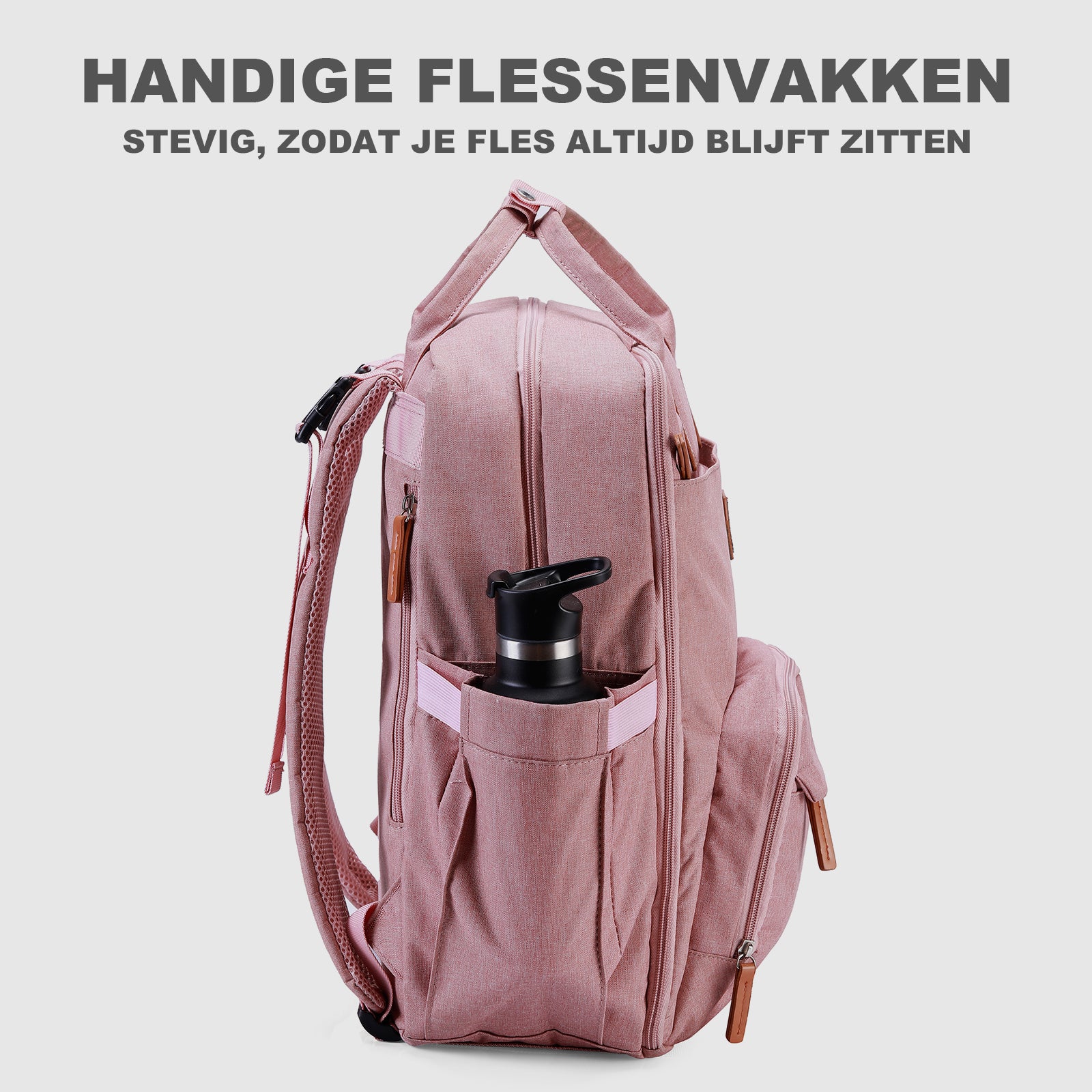 Brisby Rugzak voor Dames & Heren – Comfortabele, Waterafstotende Rugtas met Laptopvak, perfect als Schooltas, Werktas & voor op Reis. Geschikt als handbagage. Levenslange Garantie! - Roze