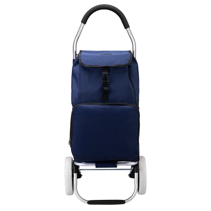 Boodschappentrolley 45L blauw - winkelwagen ophanging - opvouwbaar - telescopisch handvat