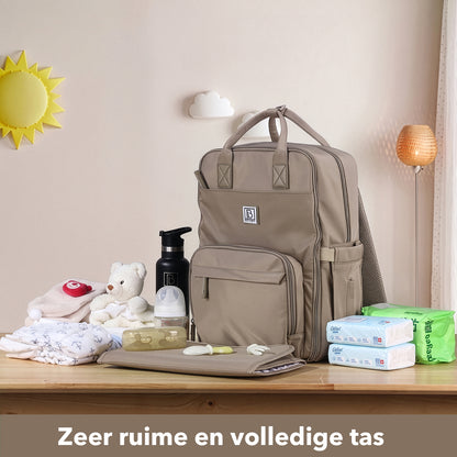 Brisby slijtvaste Luiertas – verzorgingstas – met buggymontage - Natural Greige