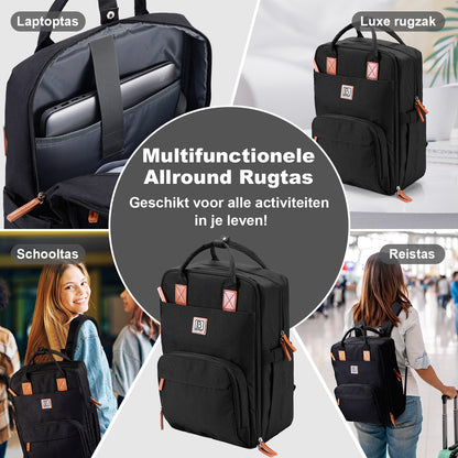 Unisex LTO rugtas zwart - Waterafstotend - laptopvak - geschikt als handbagage - levenslange garantie