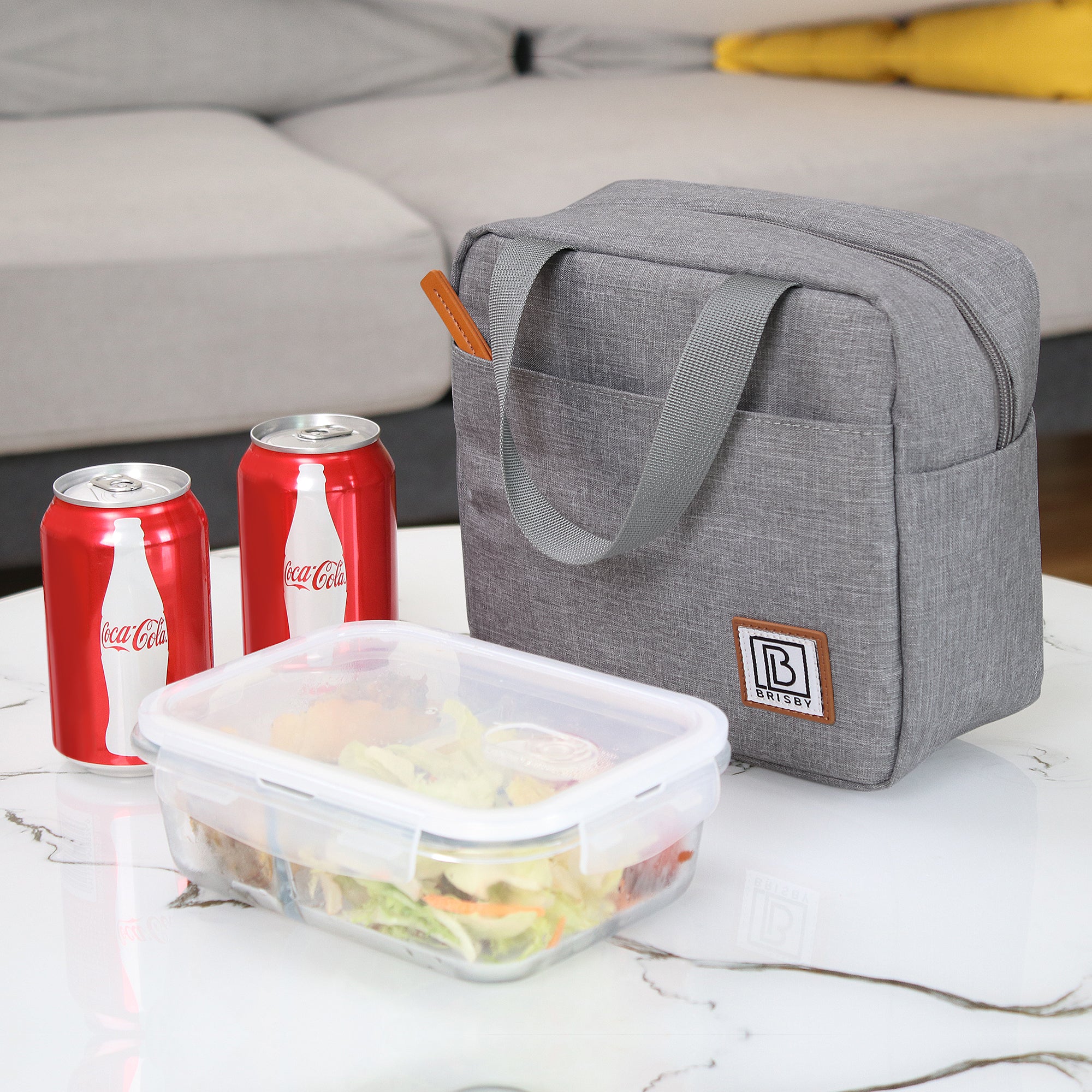 Brisby Koeltas Lunchtas 7L - Inclusief 2 Koelelementen & Schouderband - Lichtgrijs