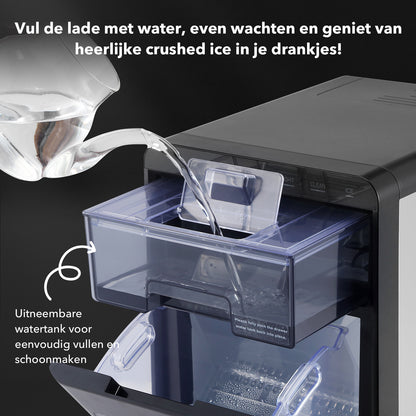Bardi 1,8L Deluxe Ijsblokjesmachine Zwart - Crushed ICE machine - Nugget IJsblokjesmachine - LED Verlichting - 20Kg/24 uur. inclusief Thermosbeker - RVS/ZWART met citruspers ZWART