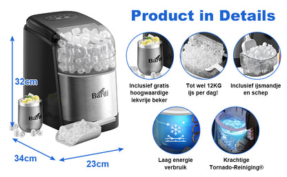 Bardi IJsblokjesmachine set 1,6L RVS - incl. 3 thermoscups roze en ijsschep
