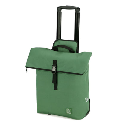 Fietstrolley Tas 2-in-1 Fietstas en Trolley Zwart 18-28L Laptopvak Verstelbare Hendel Bevestigingssysteem - Groen