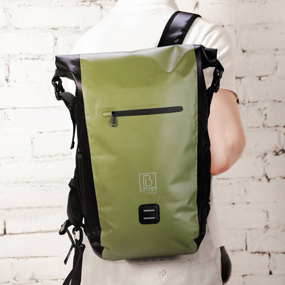 3 in 1 waterproof rolltop bicycle bag set 40-52L green - reflective - high visibility - bicycle bag - backpack - shoulder bag