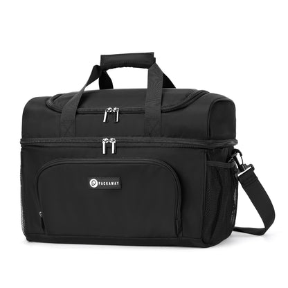 Packaway Koeltas 20L - Lunchtas - Inclusief 4 Koelelementen - Dubbel Compartiment - 4-Laags Geïsoleerd - Waterafstotend - Signature Black