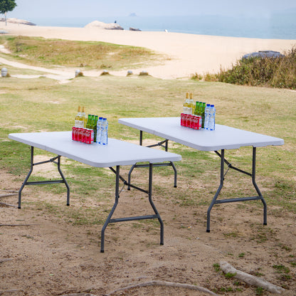 Inklapbare Campingtafel 180 x 74 x 73 cm. Wit - 6 tot 8 Persoons