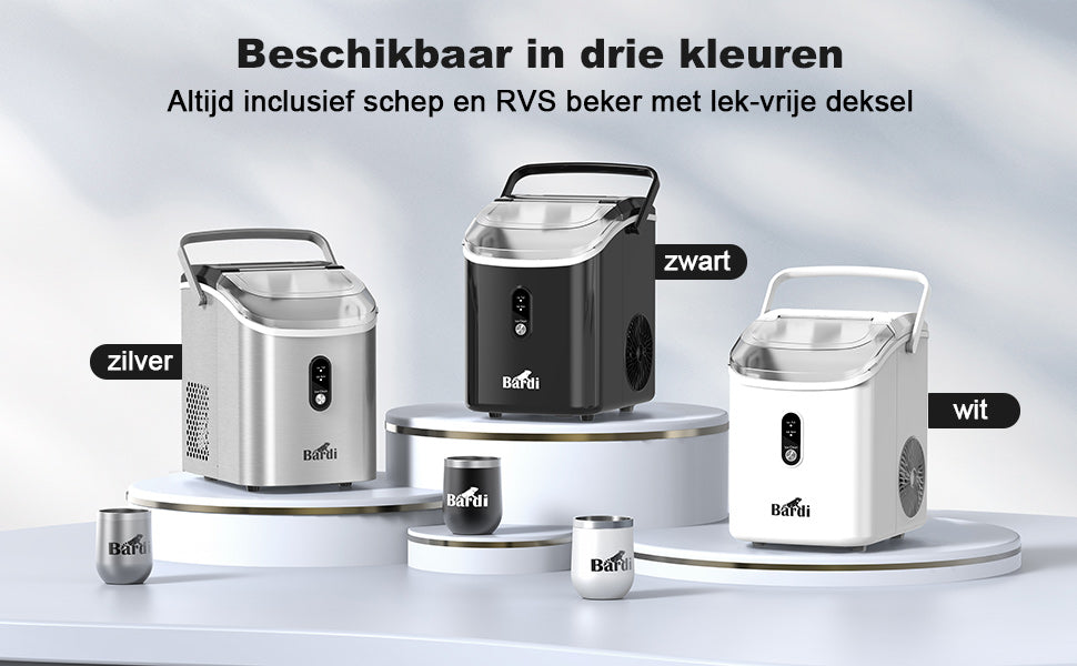 Bardi Nugget IJsblokjesmachine Rond 1,1L RVS - 15 kg/24 uur - incl. thermosbeker