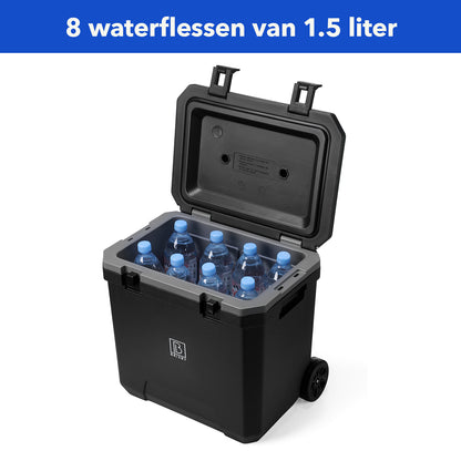 Koelbox 40 liter zwart met wielen en telescopisch handvat